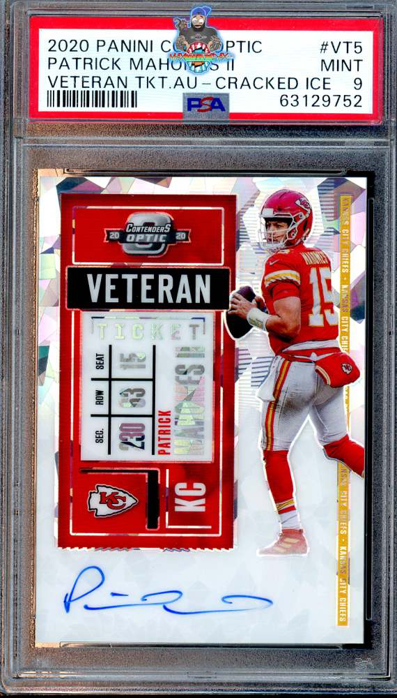2020 Panini Contenders Optic Veteran Ticket Autograph Cracked Ice Prizm Patrick Mahomes II #5 /10