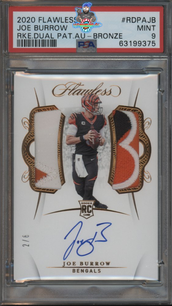 2020 Panini Flawless Rookie Dual Patch Autograph Bronze Joe Burrow #3 /6