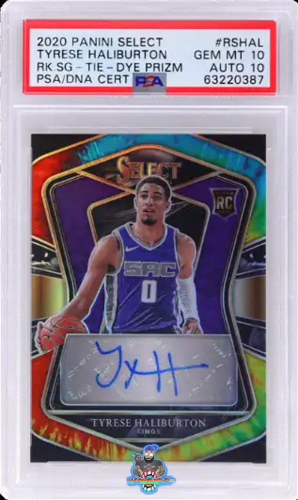 2020 Panini Select Rookie Signature Tie Dye Prizm Tyrese Haliburton #RS-HAL /25