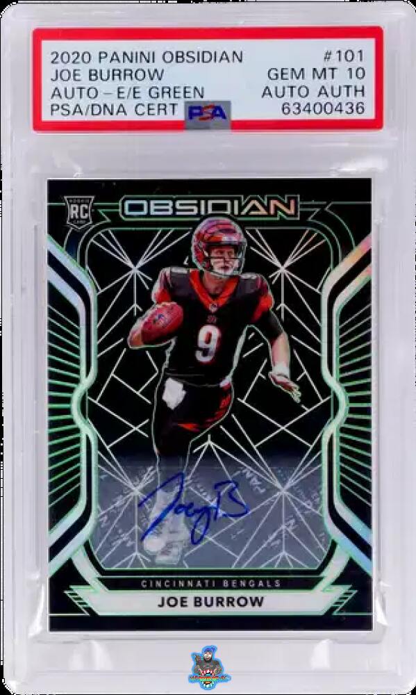 2020 Panini Obsidian Rookie Autograph Electric Etch Green Joe Burrow #101 /15