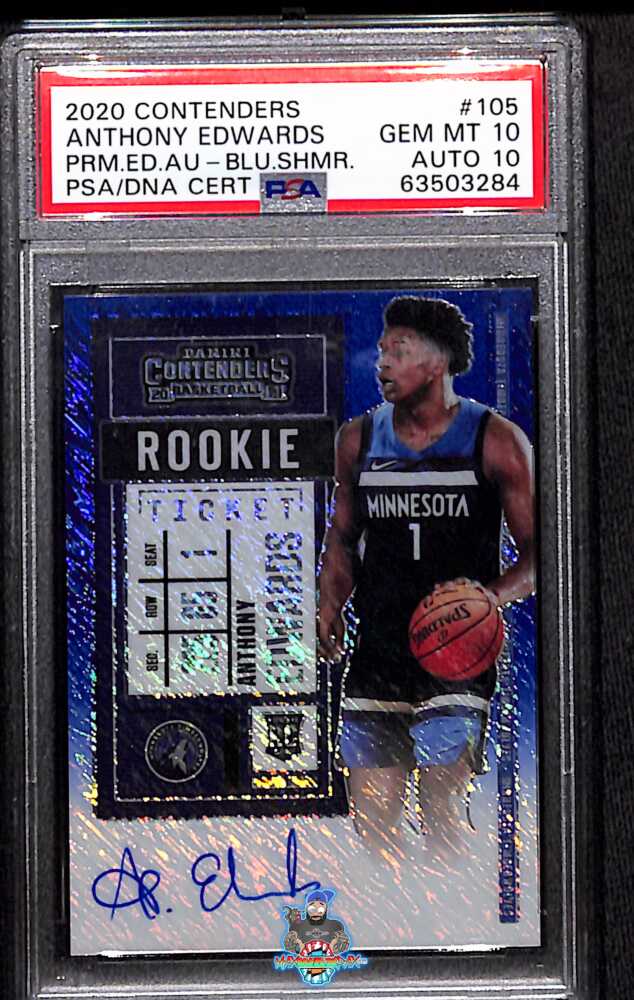 2020 Panini Contenders Blue Shimmer Anthony Edwards #105 /20