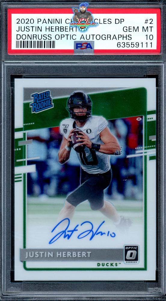 2020 Panini Chronicles Draft Picks Donruss Optic Signature Prizm Justin Herbert #4