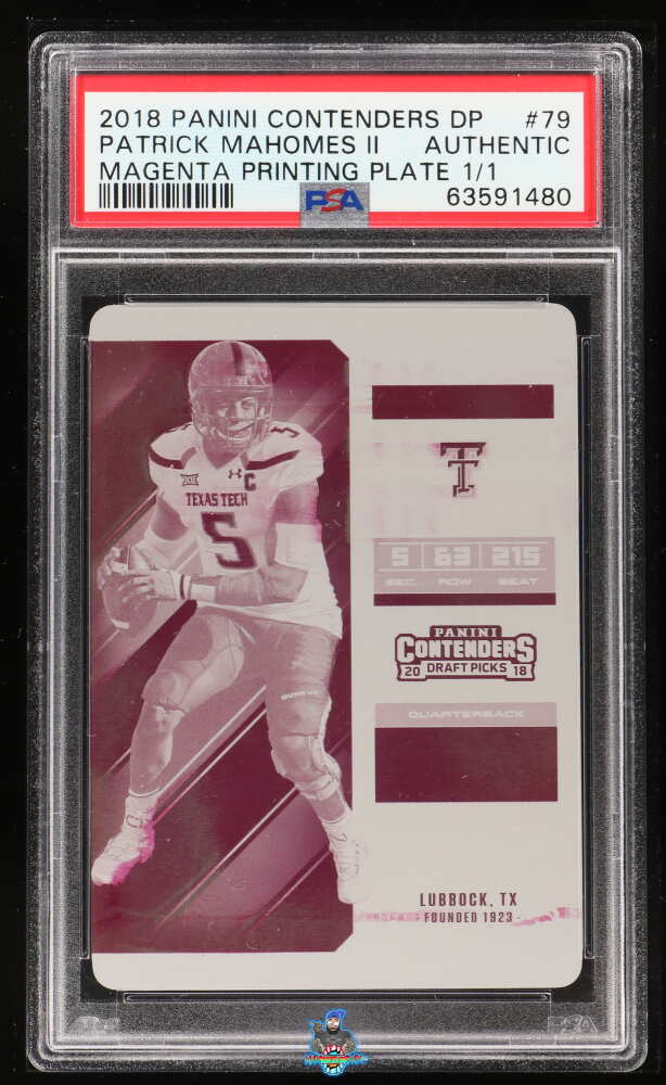 2018 Panini Contenders Draft Picks Printing Plate Magenta Patrick Mahomes II #79 /1