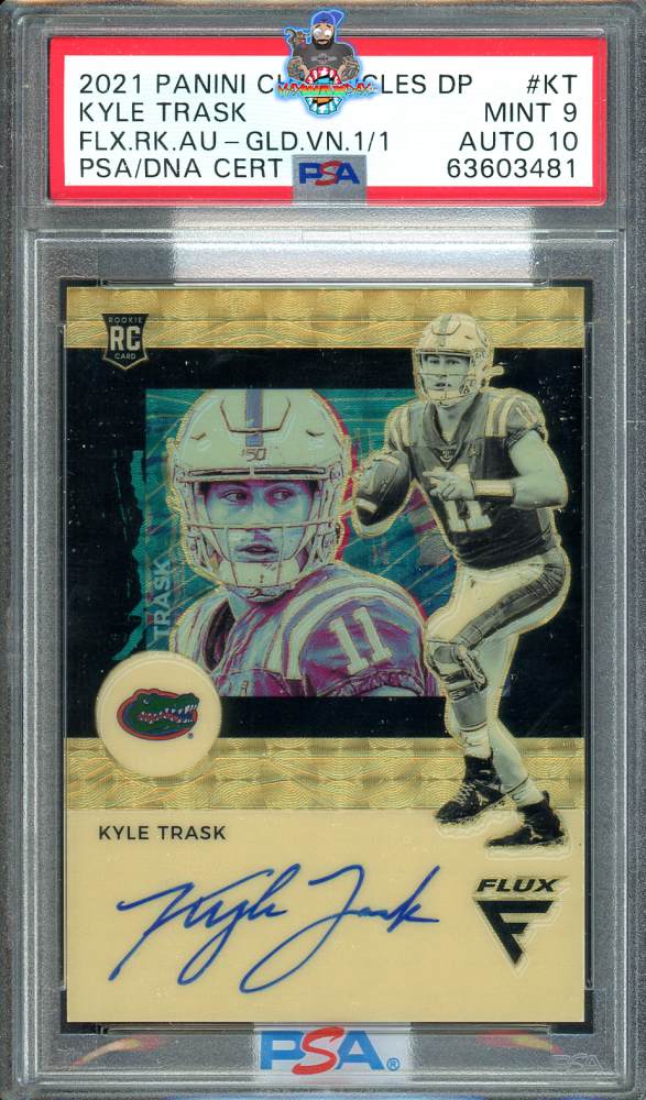 2021 Panini Chronicles Draft Picks Flux Rookie Autograph Gold Vinyl Prizm Kyle Trask #6 /1