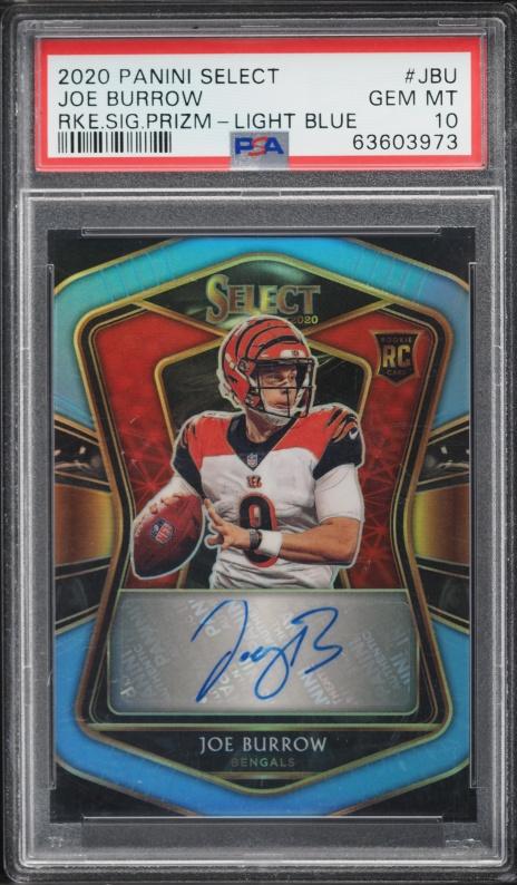 2020 Panini Select Rookie Signatures Prizm Light Blue Joe Burrow #1 /20