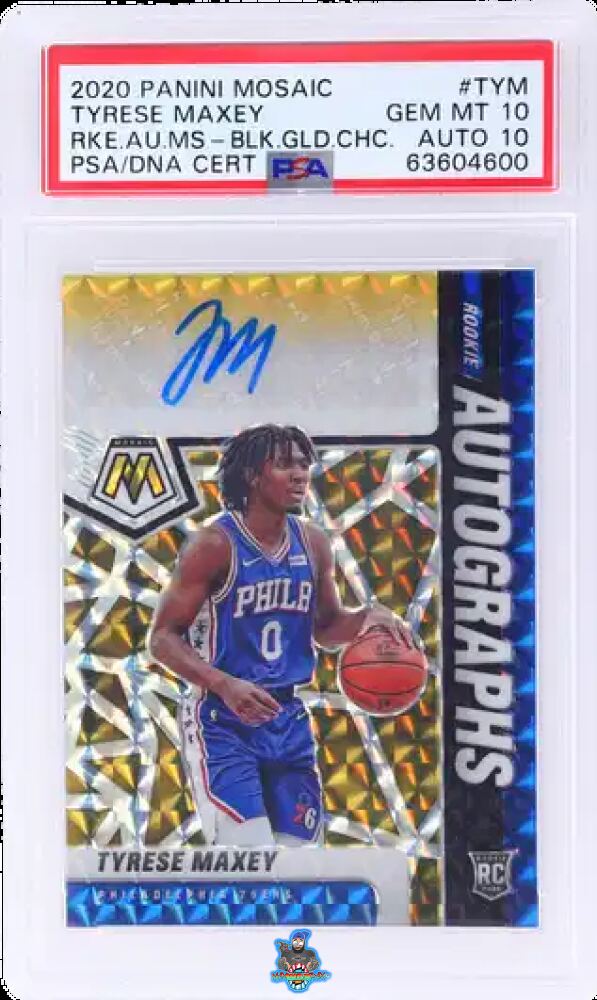 2020 Panini Mosaic Rookie Autograph Mosaic Black Gold Choice Tyrese Maxey #RA-TYM /8