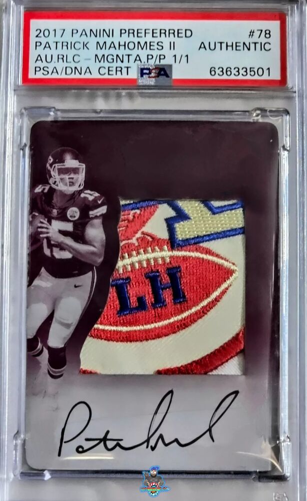2017 Panini Preferred Autograph Relic Printing Plates Magenta Patrick Mahomes II #78 /1