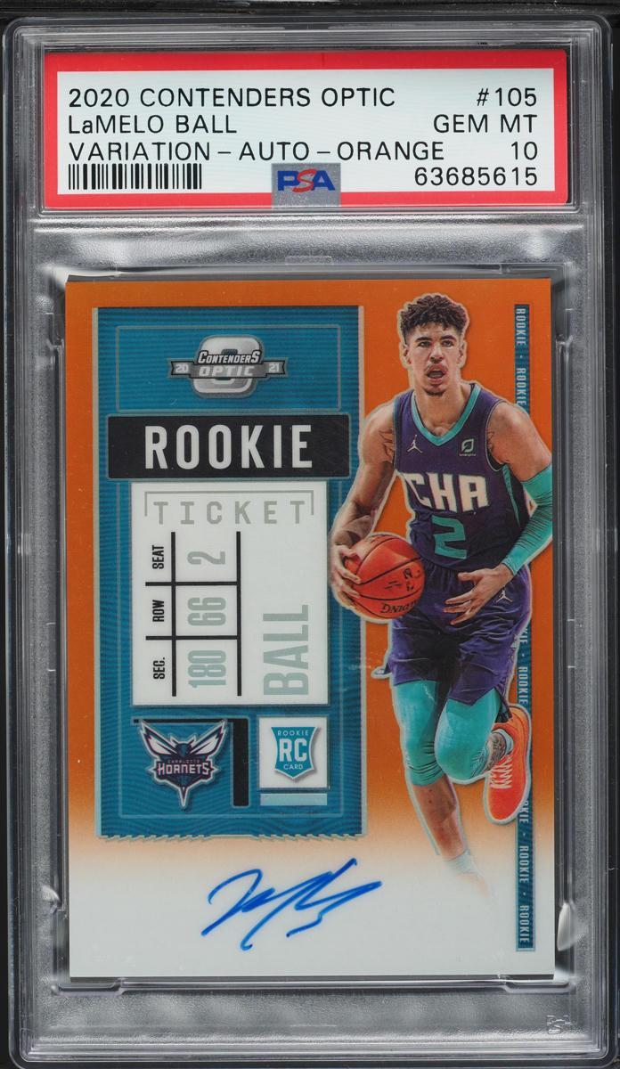 2020 Panini Contenders Optic Jersey Variation Rookie Ticket Autograph Orange Lamelo Ball #105 /25
