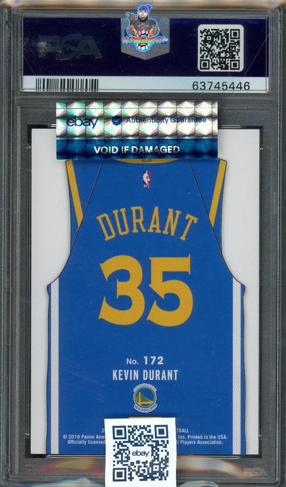 Back of 2018 Panini Threads Dazzle Gold Kevin Durant #172 /10