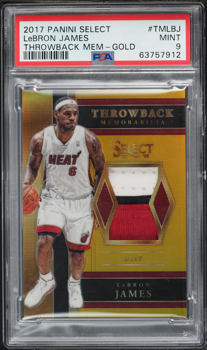 2017 Panini Select Throwback Memorabilia Gold Prizm LeBron James #25 /10