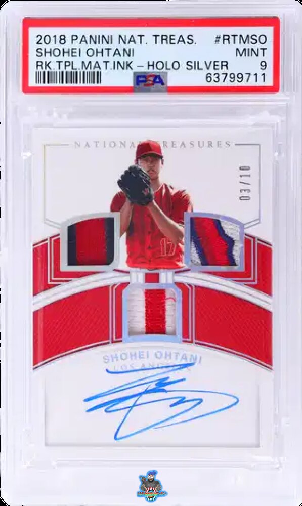 2018 National Treasures Rookie Triple Material Ink Autograph Holo Silver Shohei Ohtani #25 /10