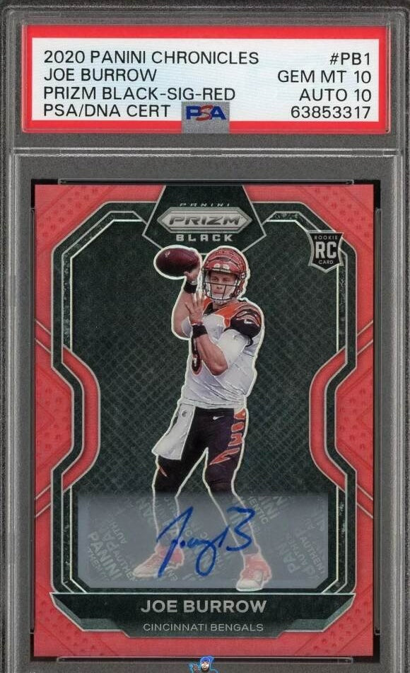 2020 Panini Chronicles Prizm Black Signature Red Prizm Joe Burrow #1 /99