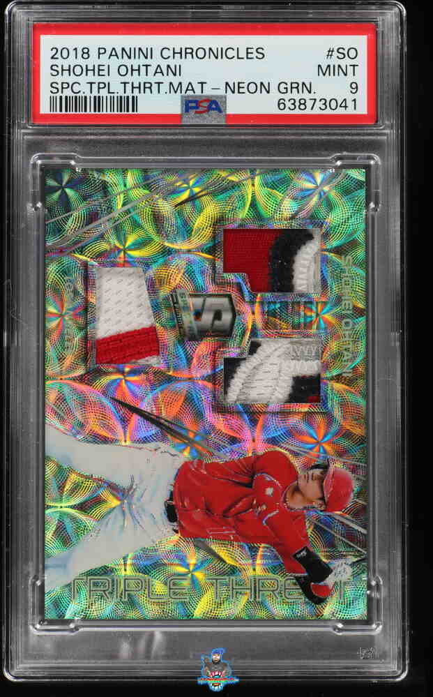 2018 Panini Spectra Triple Threat Materials Neon Green Shohei Ohtani #44 /25