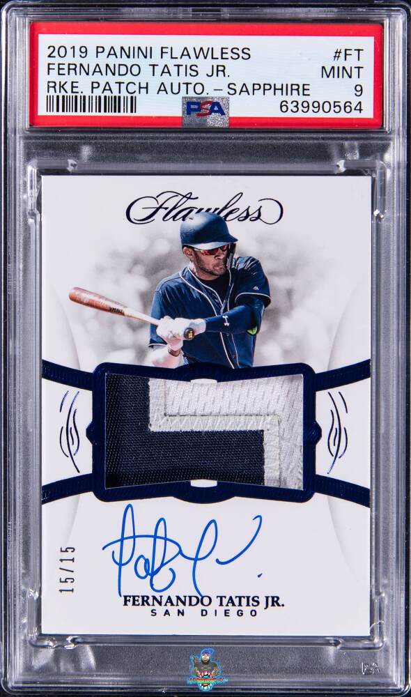 2019 Panini Flawless Rookie Patch Autograph Sapphire Fernando Tatis Jr. #4 /15