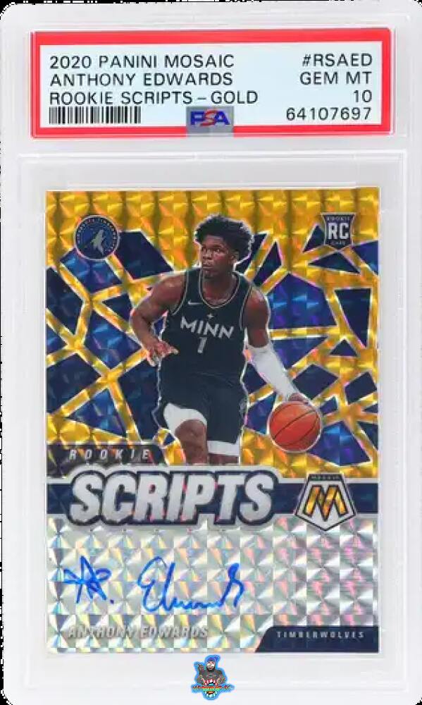 2020 Panini Mosaic Rookie Scripts Gold Anthony Edwards #RSAED