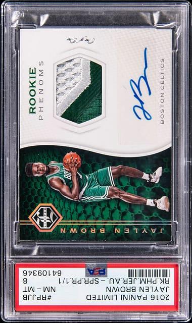 2016-17 Panini Limited Rookie Phenoms Jersey Autograph Super Prime #RPJ-JB Jaylen Brown Signed Patch