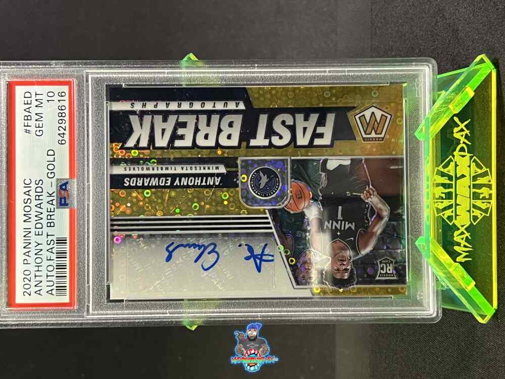 2020 Panini Mosaic Autograph Fast Break Gold Anthony Edwards #98 /10