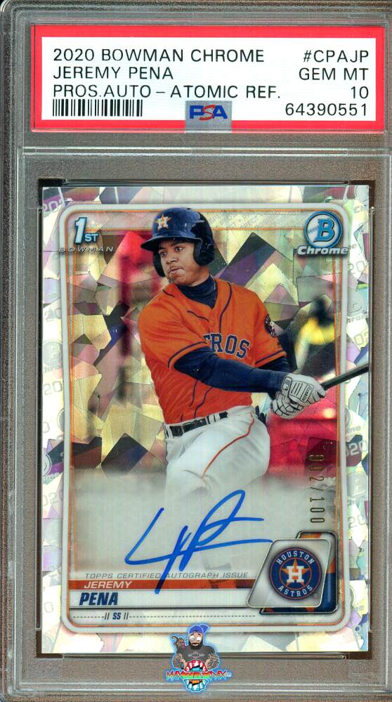 2020 Bowman Chrome Prospect Autograph Atomic Refractor Jeremy Pena #CPAJP /100