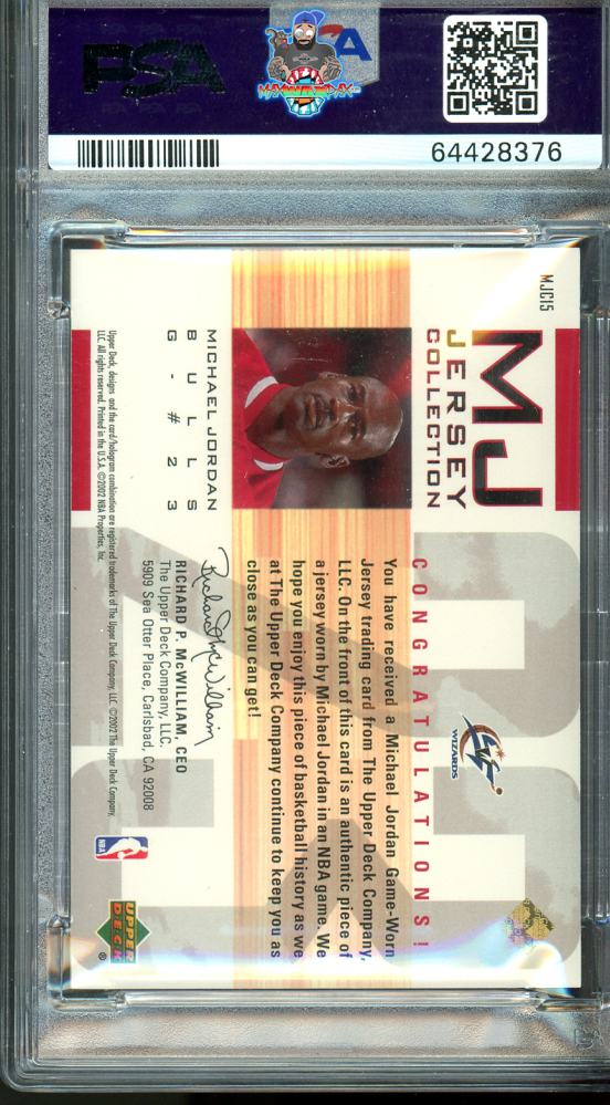 Back of 2001 Upper Deck MJ Jersey Collection Michael Jordan #MJC15 /50