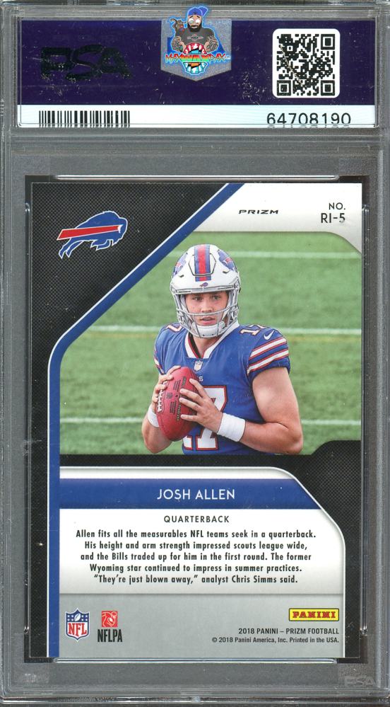 Back of 2018 Panini Prizm Rookie Introduction Josh Allen #RI-5