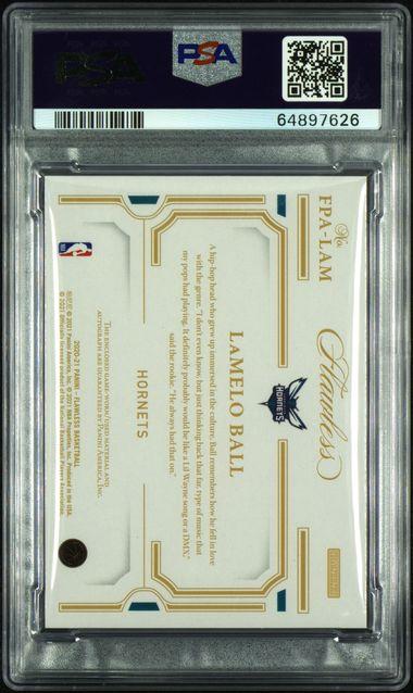 Back of 2020 Panini Flawless Lamelo Ball Flawless Patch Autograph