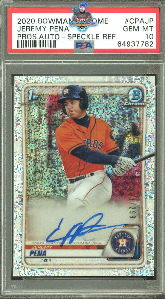 2020 Bowman Chrome Prospect Autograph Speckle Refractor Jeremy Pena #CPAJP /299