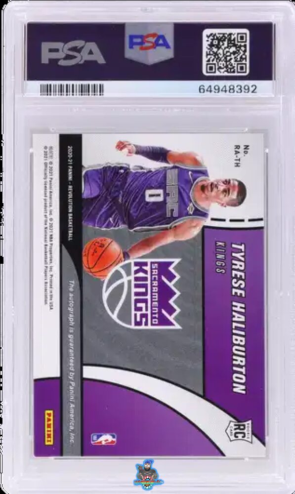 Back of 2020 Panini Revolution Rookie Autographs Tyrese Haliburton #12