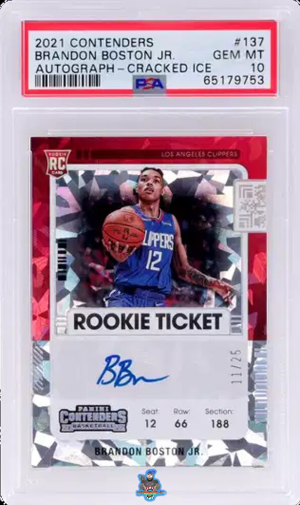 2021 Panini Contenders Rookie Ticket Autograph Cracked Ice Brandon Boston Jr. #137 /25