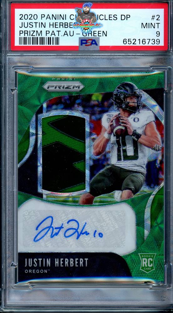 2020 Panini Chronicles Draft Picks Patch Autograph Green Justin Herbert #2 /25