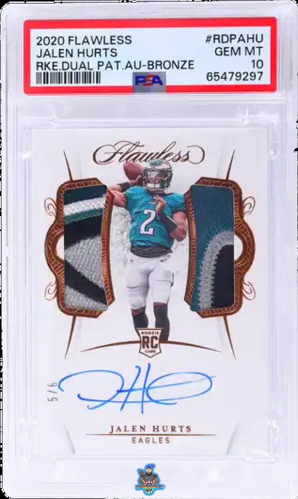 2020 Panini Flawless Rookie Dual Patch Autograph Bronze Jalen Hurts #25 /6