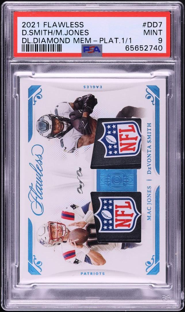2021 Panini Flawless Dual Diamond Memorabilia Platinum Devonta Smith/Mac Jones #DD7 /1