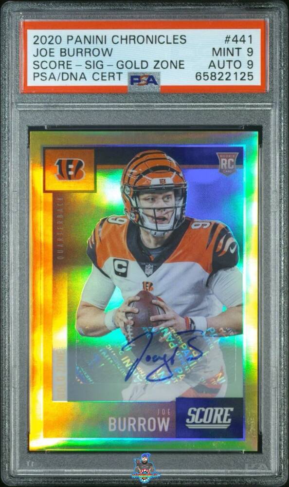 2020 Panini Chronicles Score Rookie Autograph Gold Zone Joe Burrow #441 /50