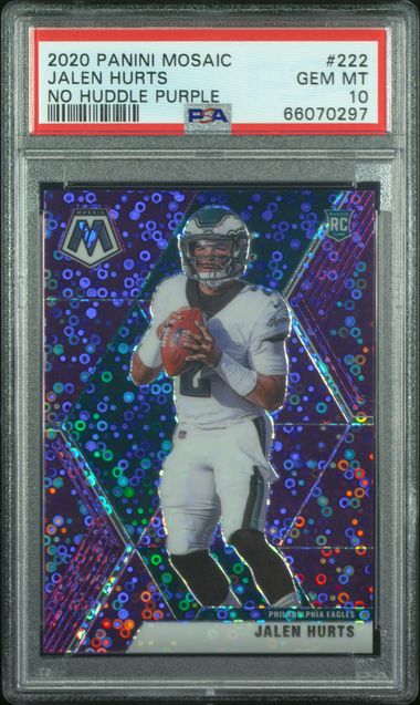 2020 Panini Mosaic No Huddle Purple Jalen Hurts #222 /50