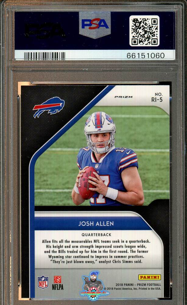 Back of 2018 Panini Prizm Rookie Introduction Josh Allen #RI-5