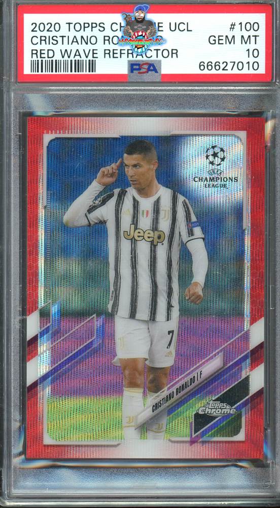 2020 Topps Chrome UEFA Champions League Red Wave Refractor Cristiano Ronaldo #100 /5
