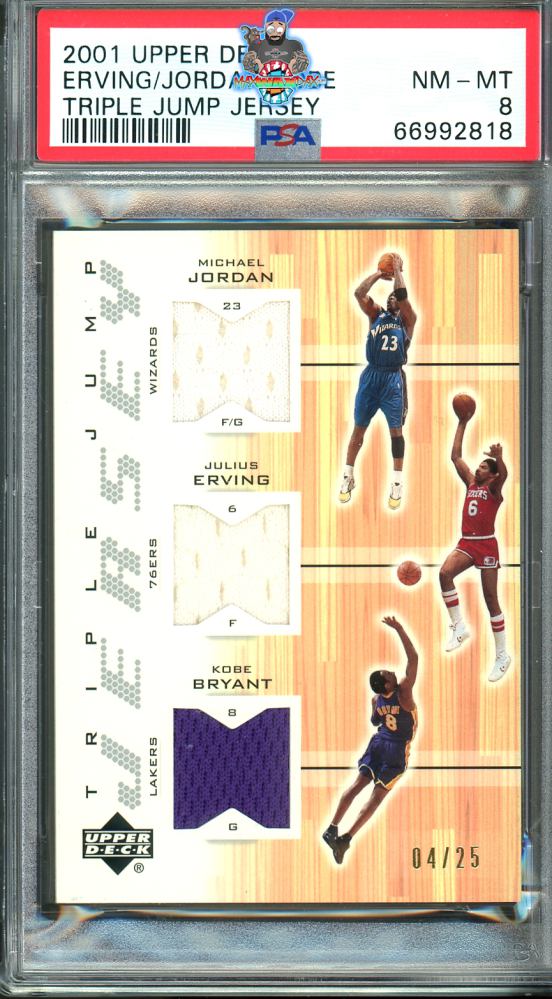 2001 Upper Deck Triple Jump Jerseys Julius Erving/Kobe Bryant/Michael Jordan #MJDRKB /25