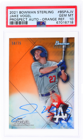 2021 Bowman Sterling Prospect Autograph Orange Refractor Jake Vogel #BSPAJV /75