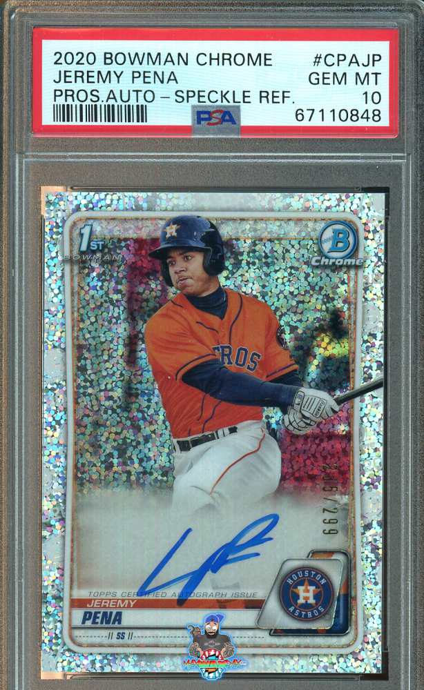 2020 Bowman Chrome Prospect Autograph Speckle Refractor Jeremy Pena #CPAJP /299