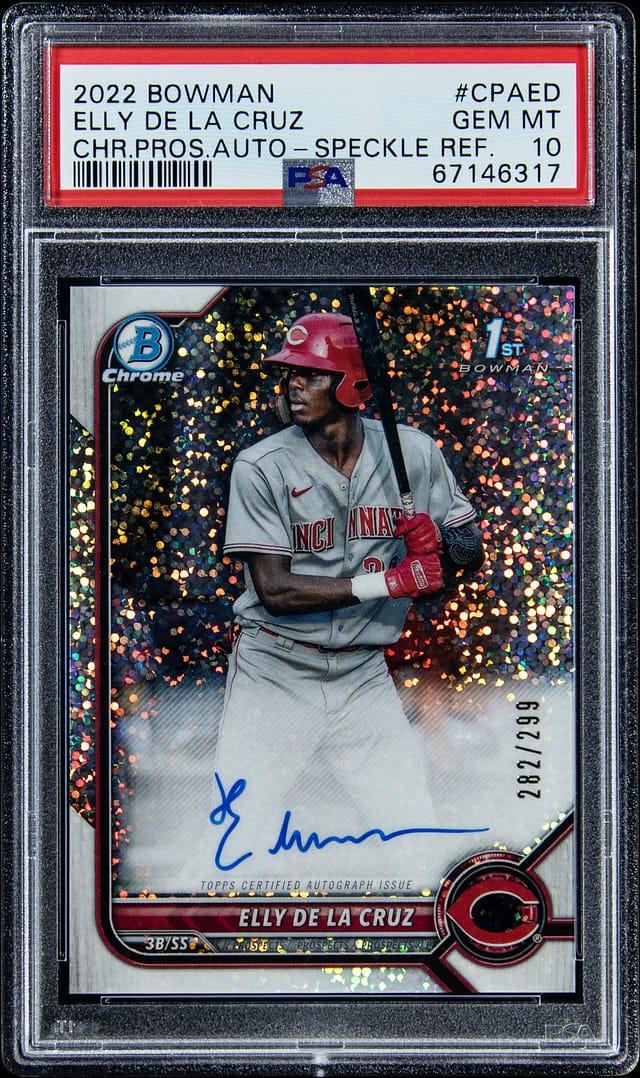 2022 Bowman Chrome Prospect Autograph Speckle Refractor Elly De La Cruz #CPAED /299