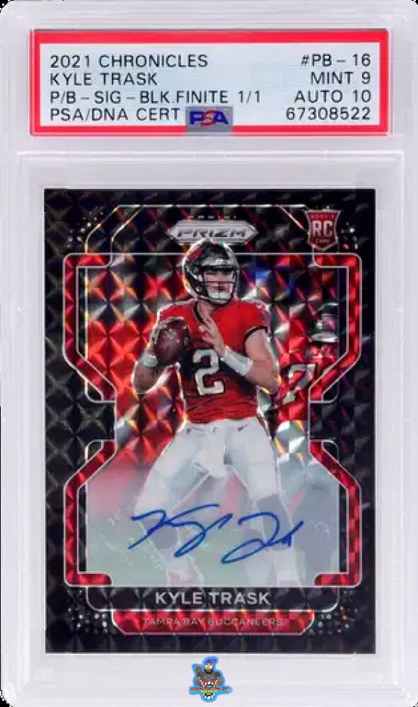 2021 Panini Chronicles Prizm Black Signature Black Finite Prizm Kyle Trask #PB-16 /1
