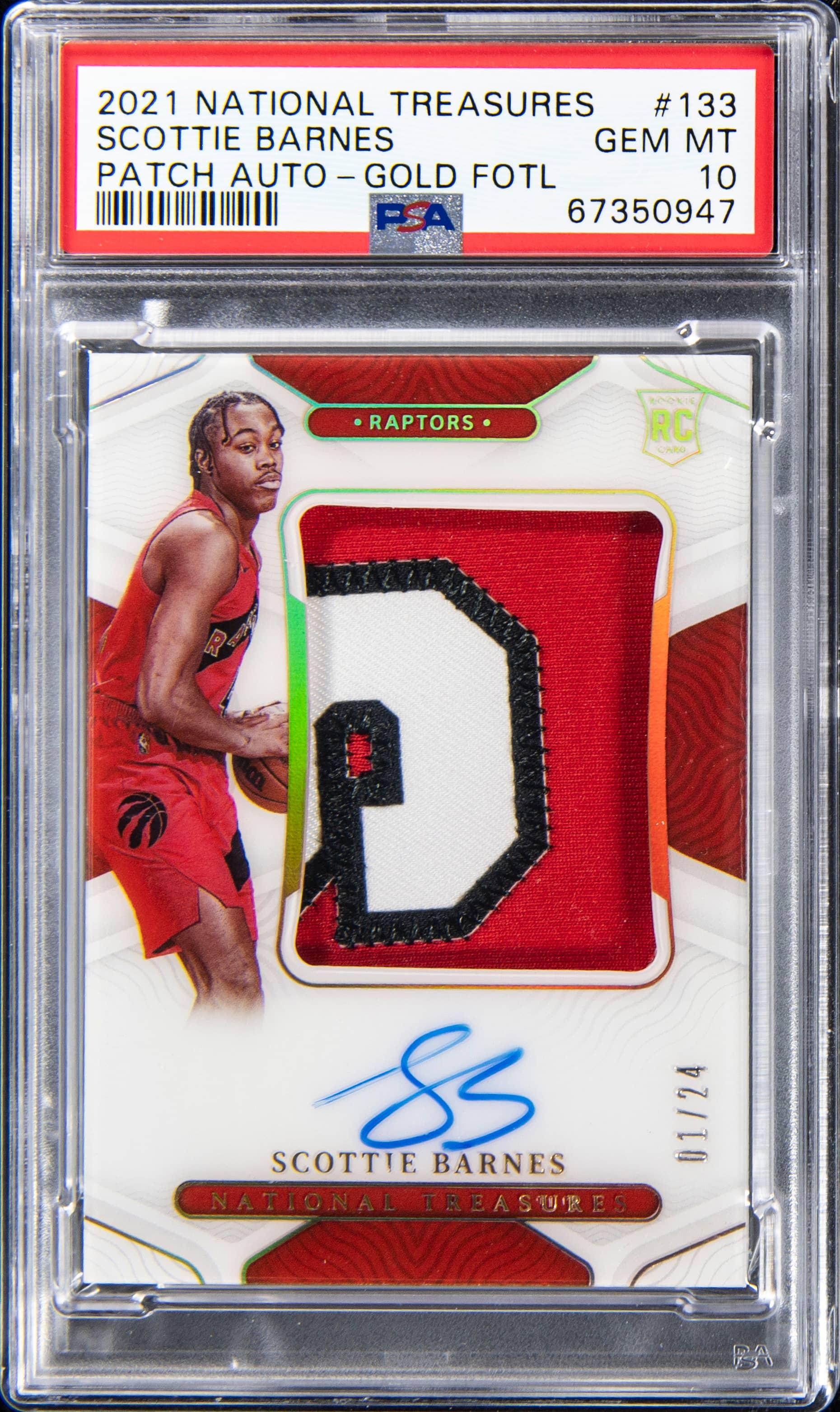 2021 National Treasures Rookie Patch Autograph Gold Fotl Scottie Barnes #133 /24