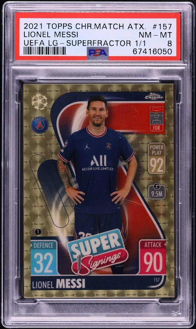 2021 Topps Chrome Match Attax UEFA Leagues Lionel Messi Superfractor 1/1