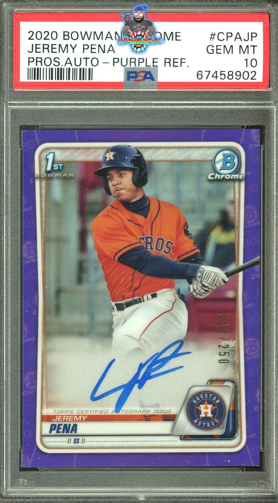 2020 Bowman Chrome Prospect Autograph Purple Refractor Jeremy Pena #CPAJP /250