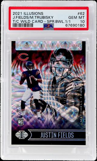 2021 Panini Illusions Trophy Collection Super Bowl Justin Fields/Mitchell Trubisky #62 /1