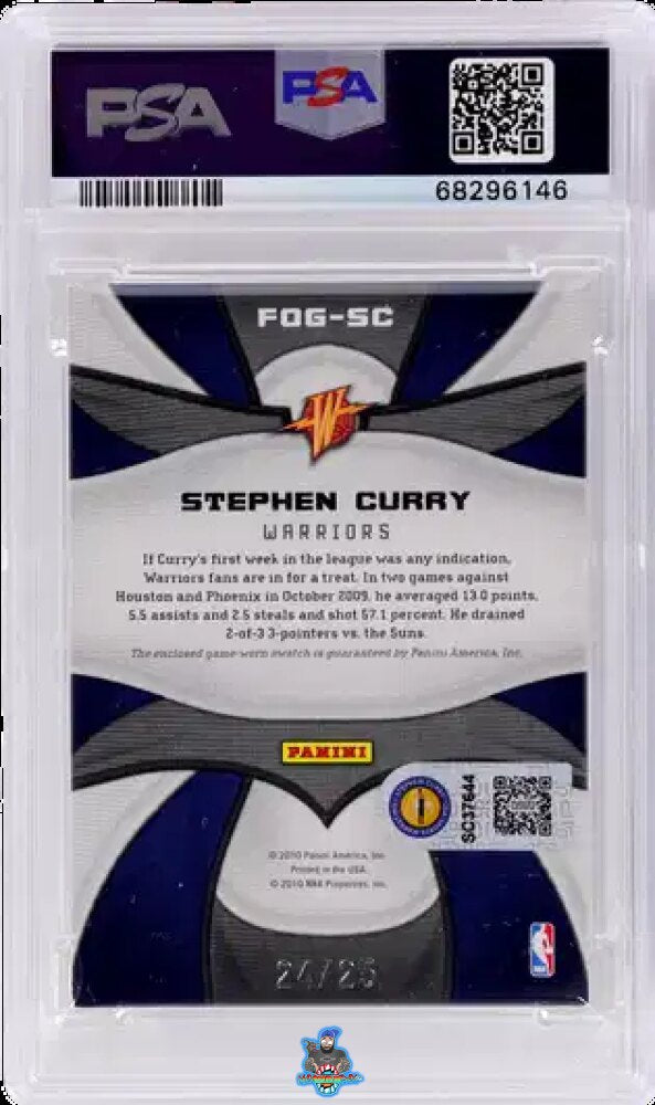 Back of 2009 Panini Certified Fabric of the Game Jersey Number Prime Stephen Curry #176 /25