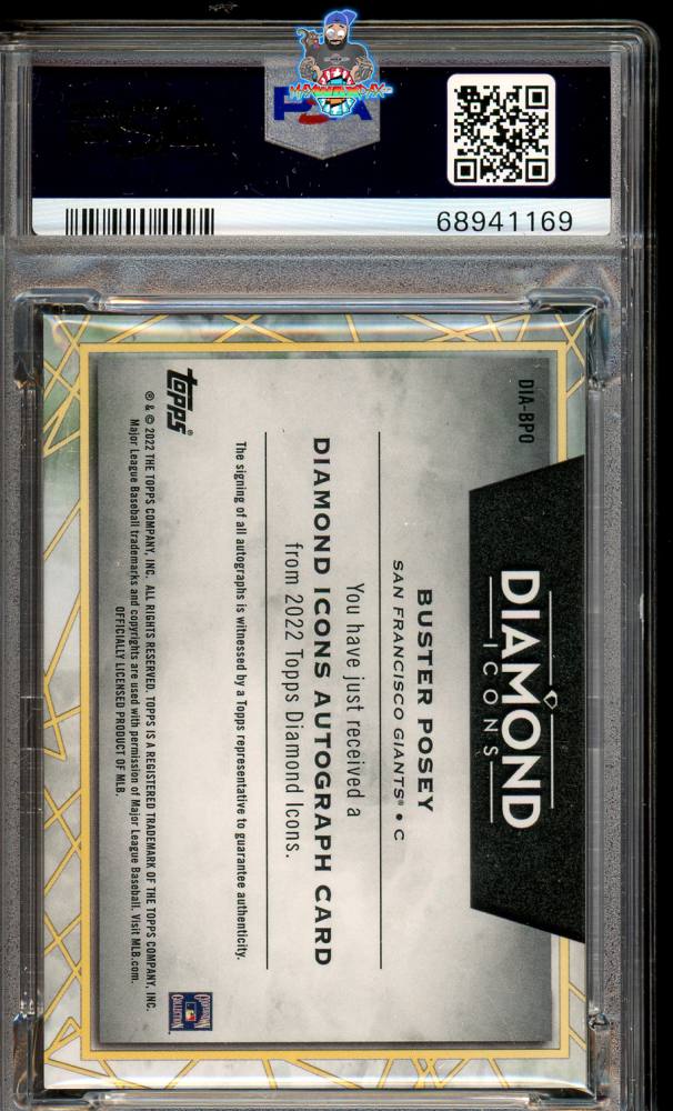 Back of 2022 Topps Diamond Icons Diamond Icons Autograph Black Buster Posey #DIABPO /10