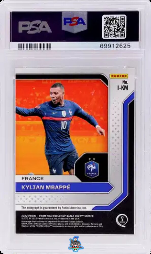 Back of 2022 Panini Prizm World Cup International Ink Kylian Mbappe #I-KM