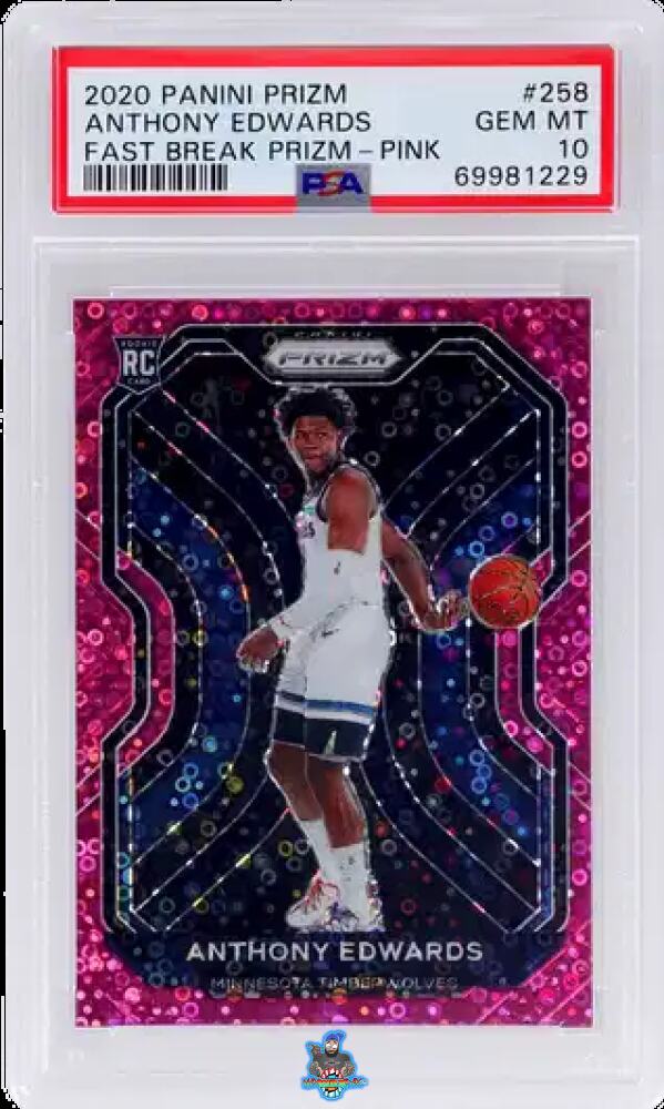 2020 Panini Prizm Fast Break Pink Prizm Anthony Edwards #258 /50
