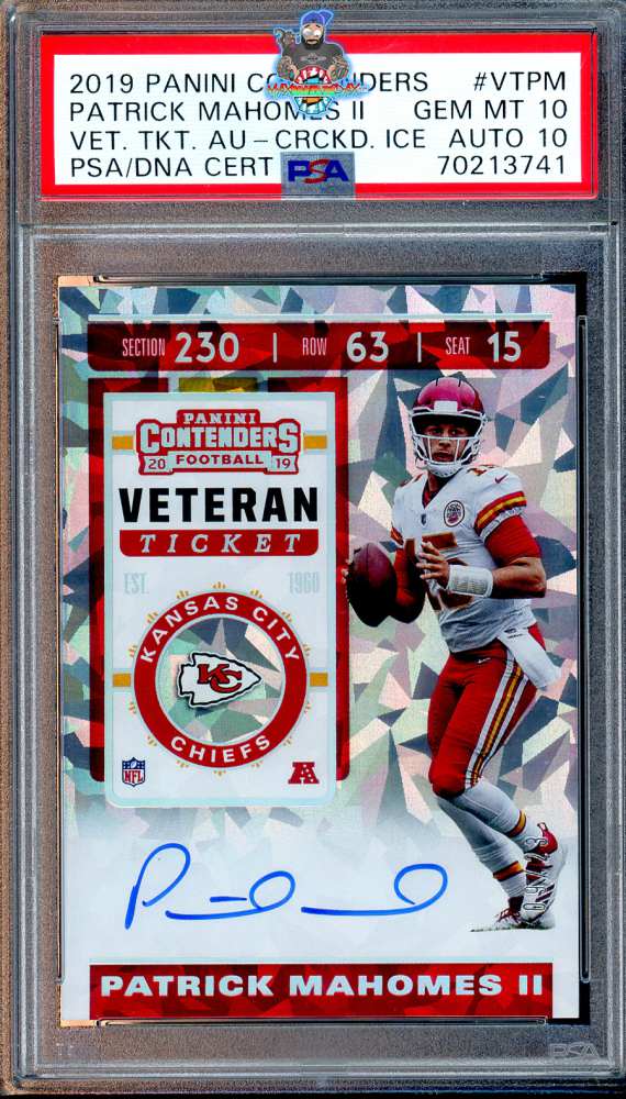 2019 Panini Contenders Veteran Ticket Autograph Cracked Ice Patrick Mahomes II #VT-PM /23