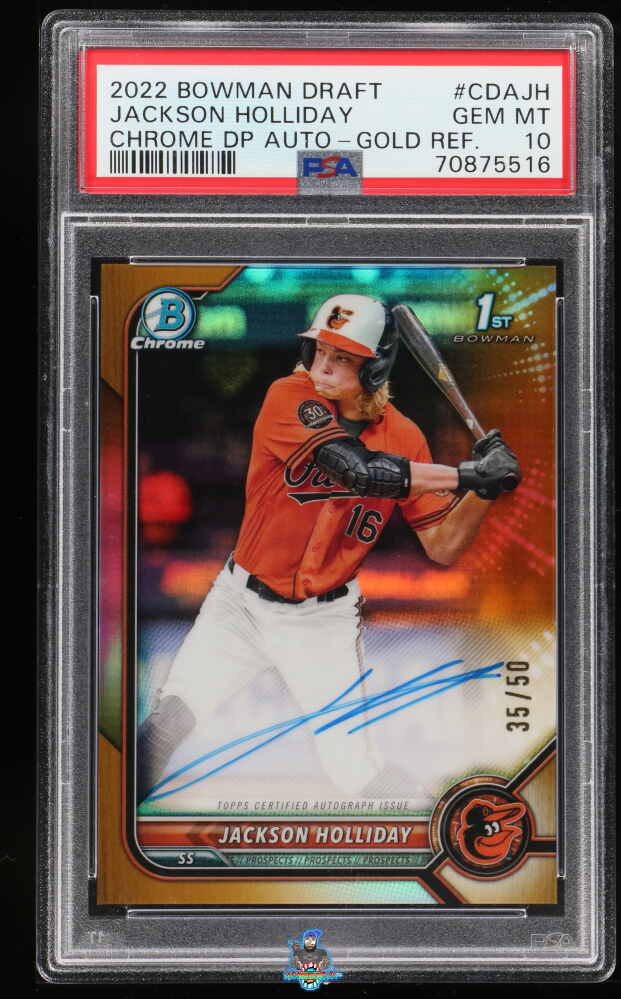 2022 Bowman Draft Chrome Autograph Gold Refractor Jackson Holliday #CDAJH /50